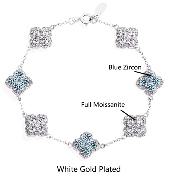 18k white gold baby blue diamond bracelet - Picture 9 of 10